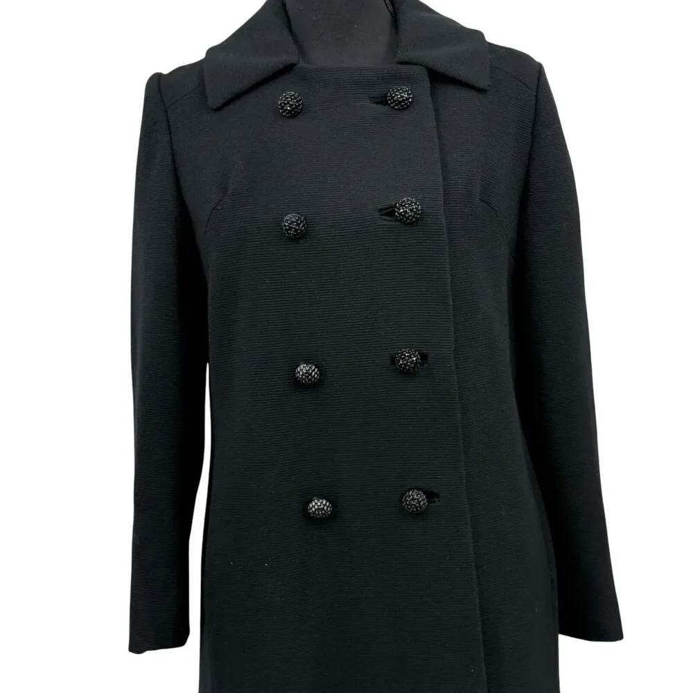 Vintage Prago Guyes Black Double Breasted Wool Lined Coat 60s‎ 70s